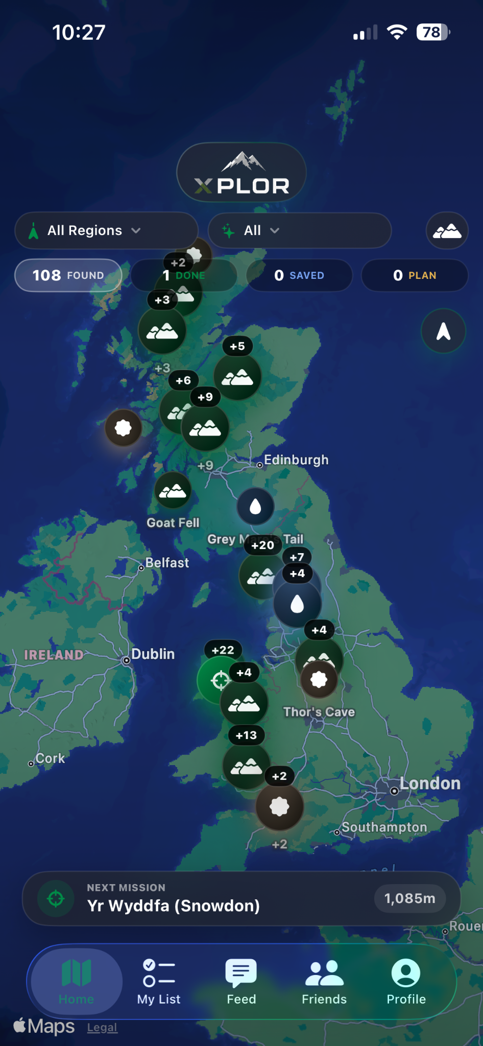XPLOR Home adventure map screen
