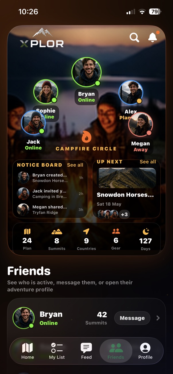 XPLOR My List and progress screen