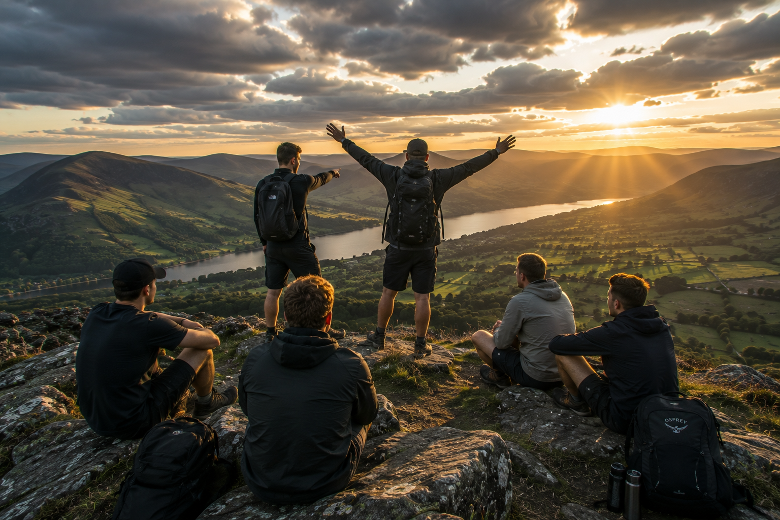 Friends exploring UK mountains